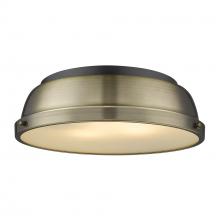  3602-14 BLK-AB - Duncan 14" Flush Mount in Matte Black with Aged Brass